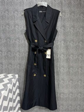 knee length dresses for ladies Zora Lace Trim Leather Dress - Black 10 main image 1